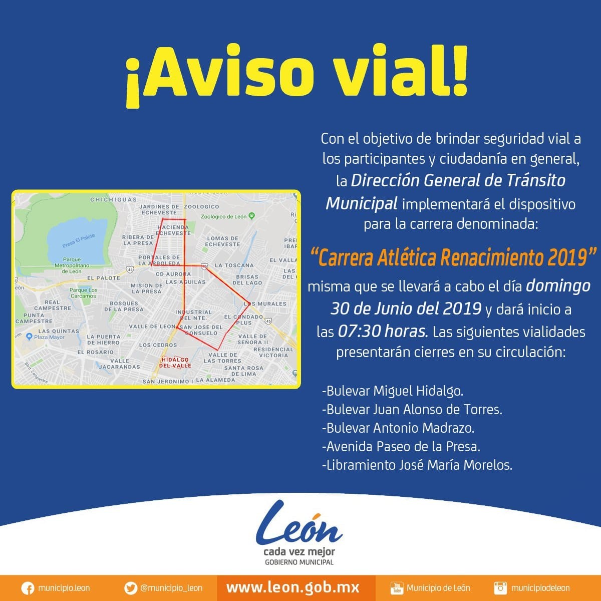 Alista SSPL dispositivo vial por carrera atlética