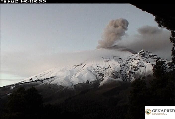 Lanza Popocatépetl columna eruptiva de ceniza