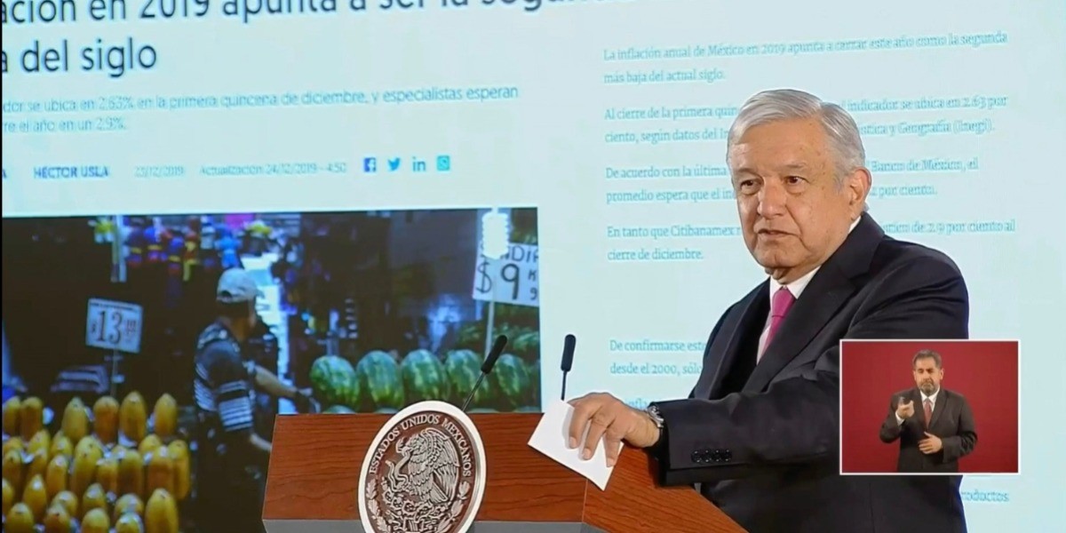 2019 la segunda inflación más baja del siglo: AMLO