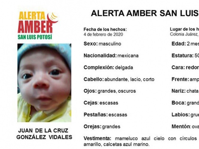 Activan Alerta Amber por bebé de 2 meses