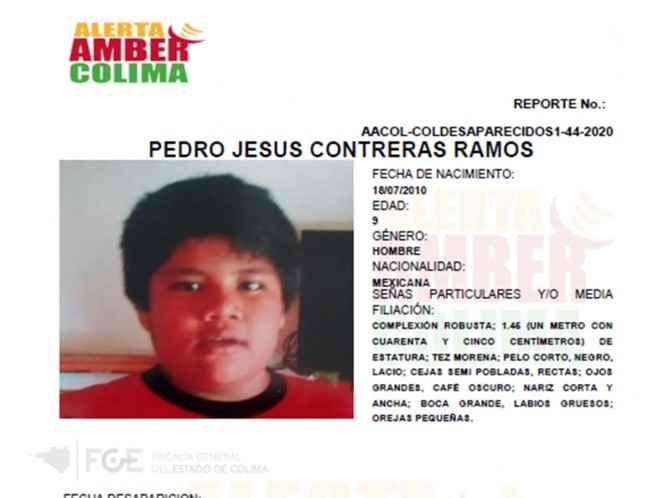 Activan Alerta Amber por Pedro de 9 años