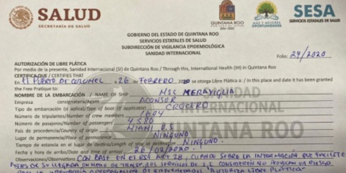 Crucero rechazado en Jamaica sí desembarcará en Cozumel; no tiene caso de coronavirus