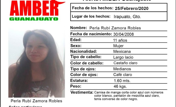 Activan Alerta Amber por Perla Rubí en Irapuato