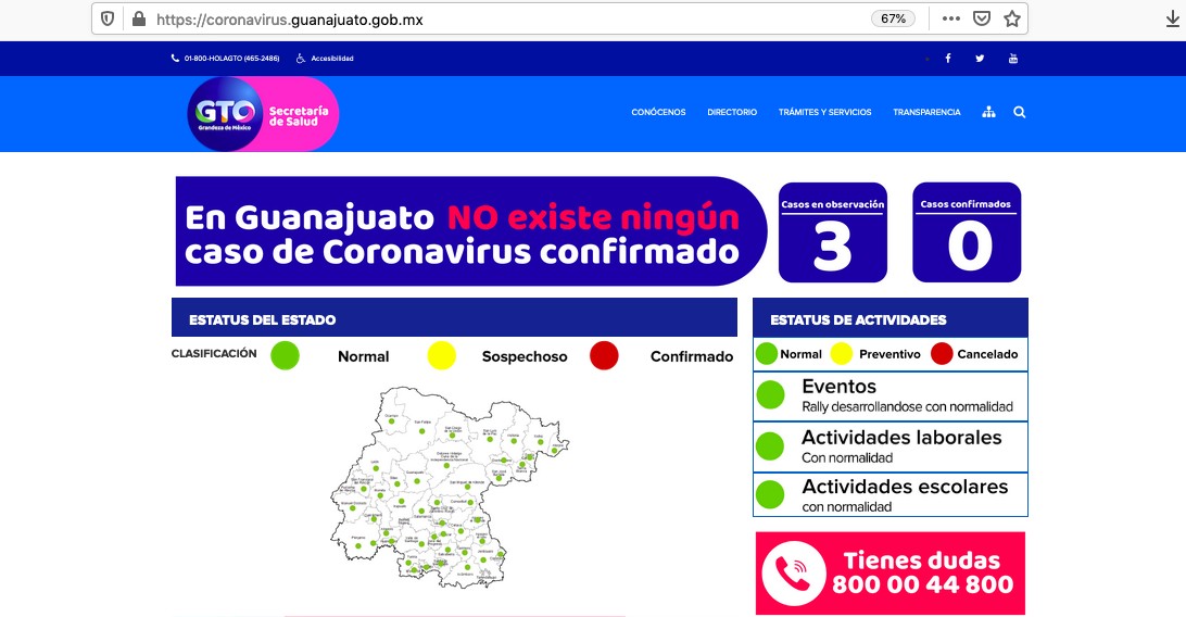 Lanza Guanajuato sitio sobre coronavirus