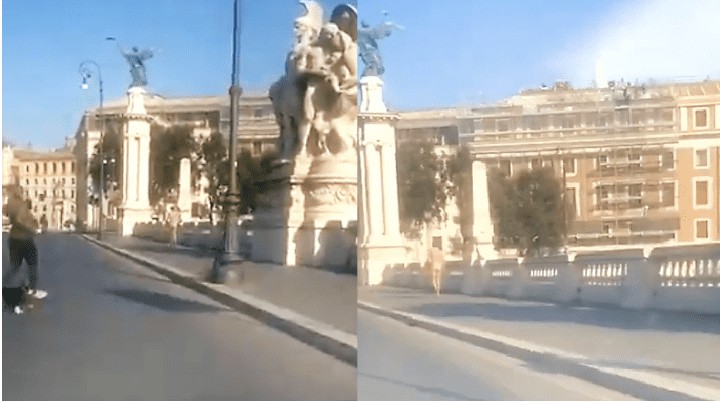 Italiano sale de su cuarentena a pasear desnudo por Roma