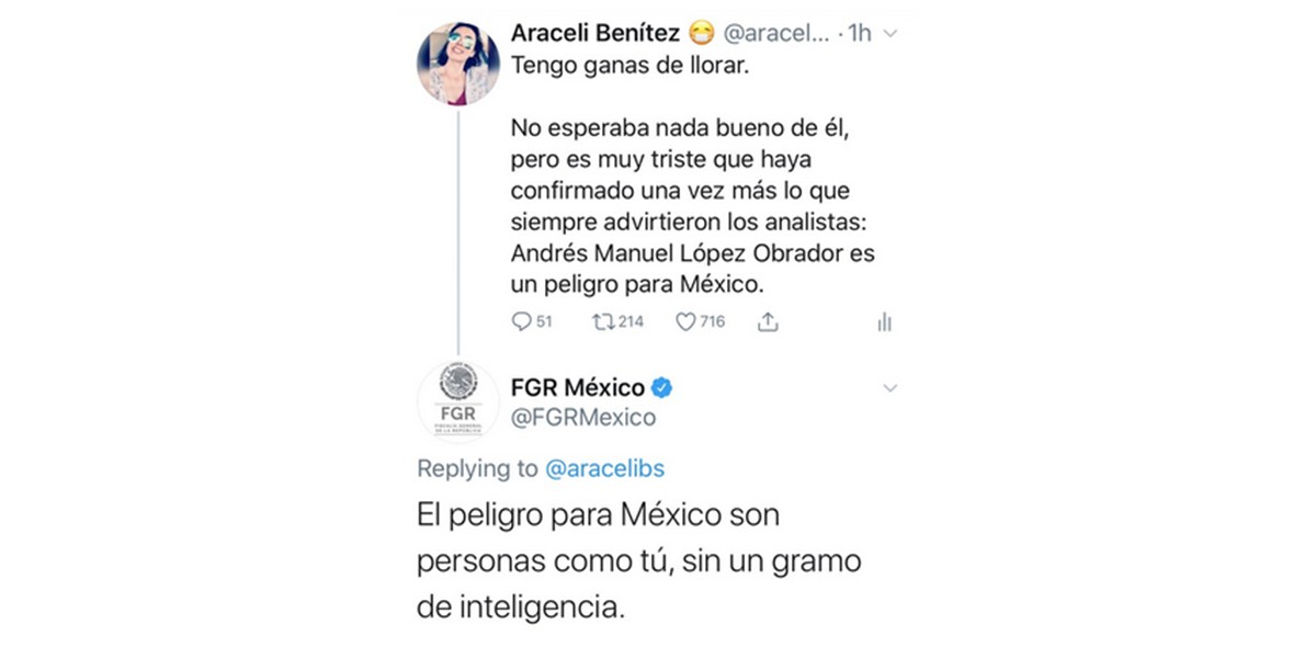 Se disculpa FGR por insultar por Twitter a ciudadana