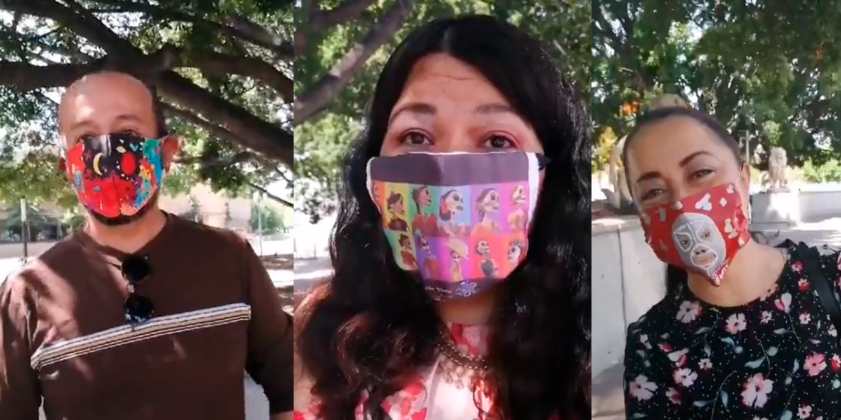 Crean cubrebocas con arte