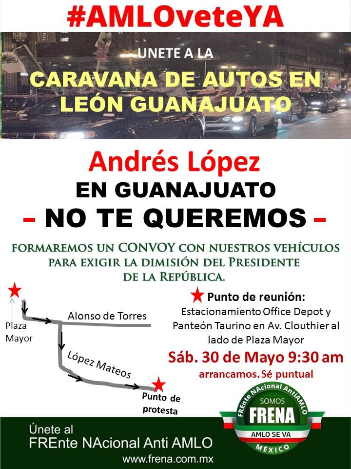 Exigirán renuncia de AMLO en megacaravana en León