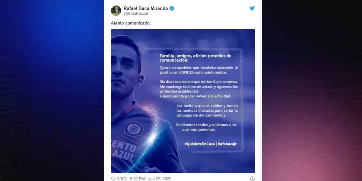 ‘Cabecita’ Rodríguez y Rafael Baca, los casos con COVID-19 en Cruz Azul