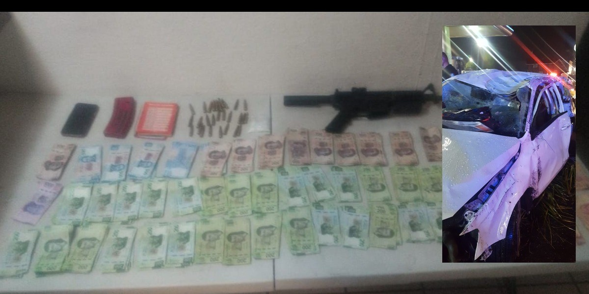 Estrella su auto y lo detienen con arma, droga y miles de pesos