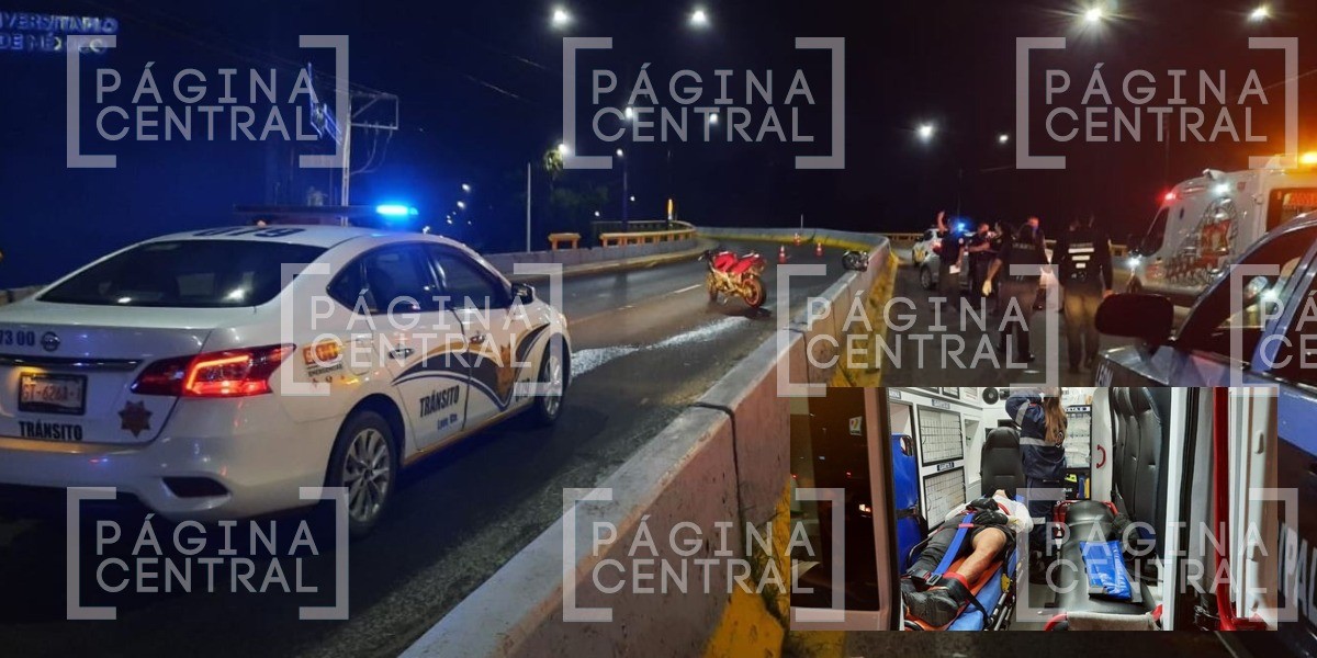 Motociclista se impacta contra muro en Jardines del Moral