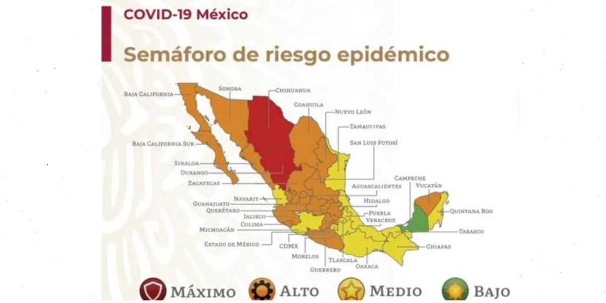 Cambia semáforo: 2 estados se ubican en rojo, 18 en naranja y 11 en amarillo