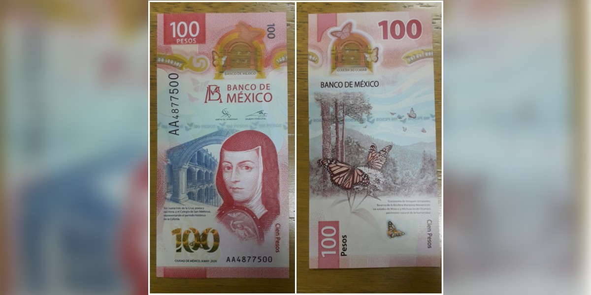 Vuelve Sor Juana Inés de la Cruz en el nuevo billete de cien pesos