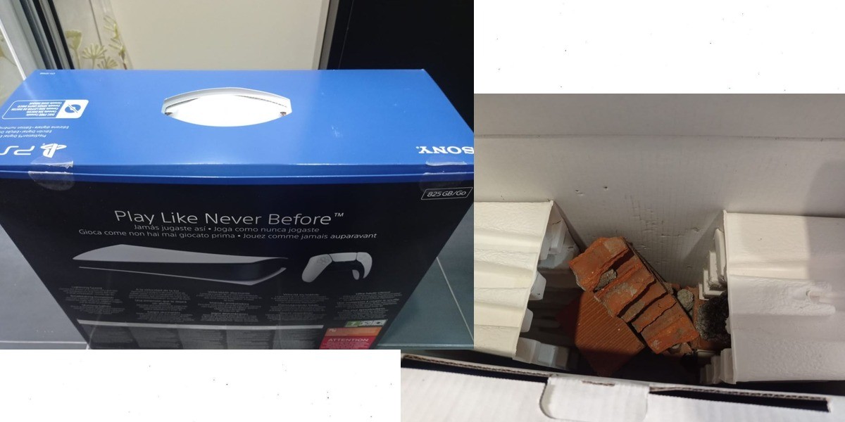 Le llegan ladrillos en vez de un Play Station 5