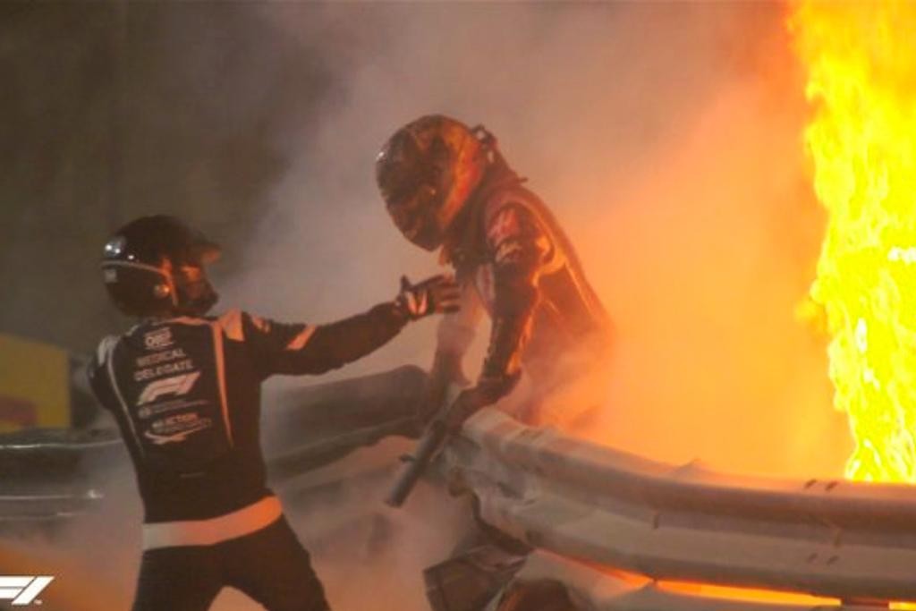 Grosjean sufre aparatoso accidente en GP de Bahrein
