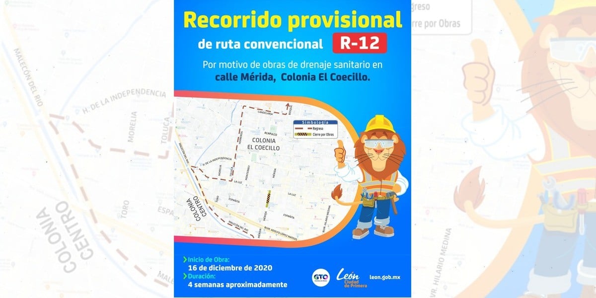 Anuncia Movilidad desvío de rutas en el Barrio del Coecillo