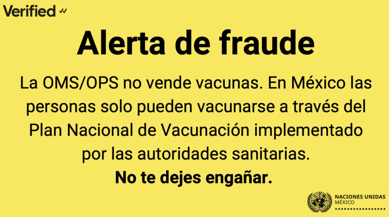 Alerta ONU de fraude en México con vacunas contra la COVID-19
