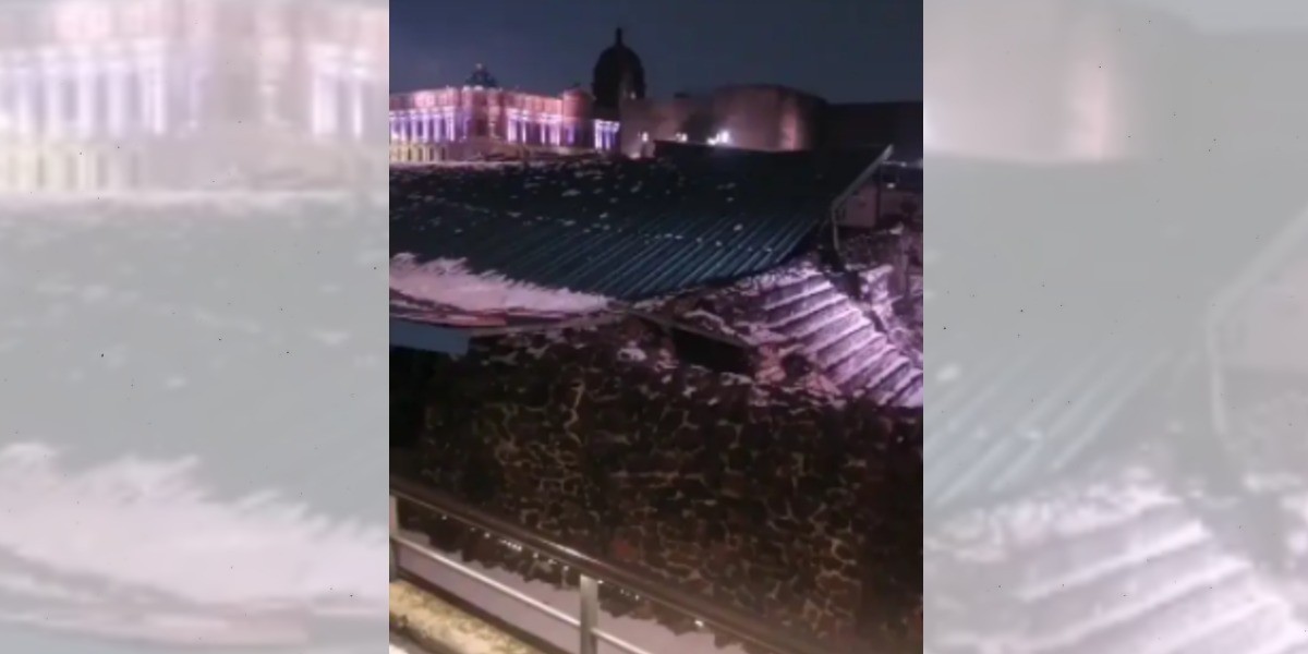 #VIDEO | Colapsa techo del Templo Mayor en la CDMX por granizada