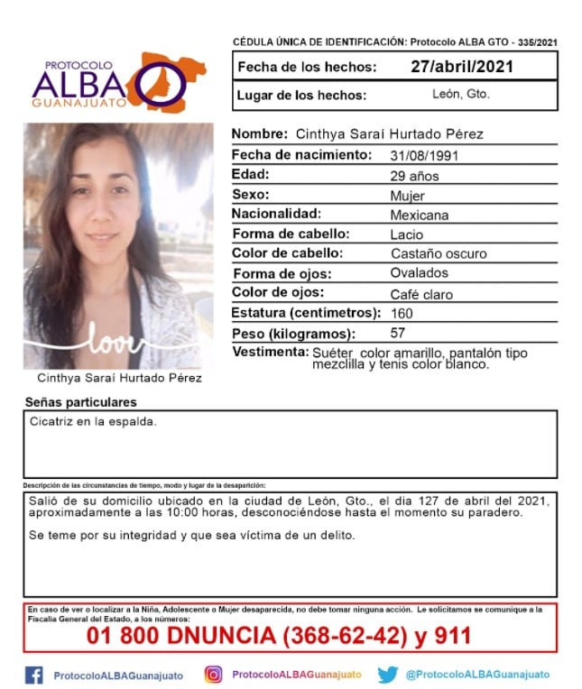 Encuentran a salvo a Cinthya Saraí