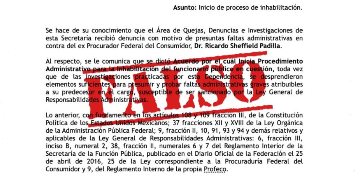 Circula falso oficio de proceso de inhabilitación a Sheffield