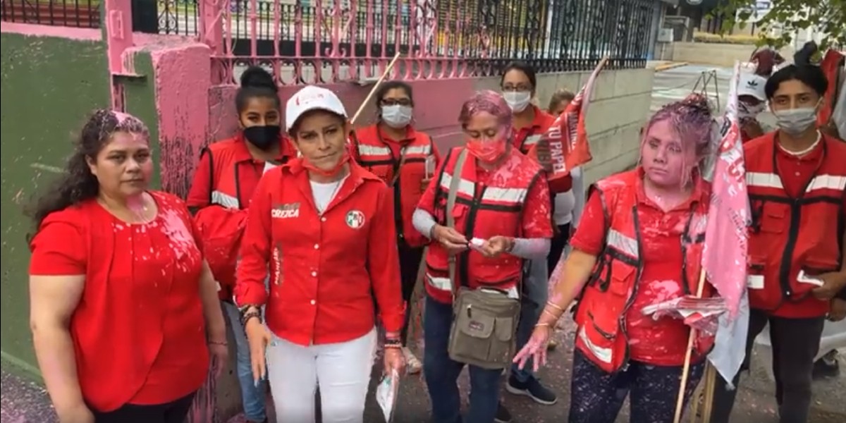 #VIDEO | Agreden con pintura rosa a candidata del PRI