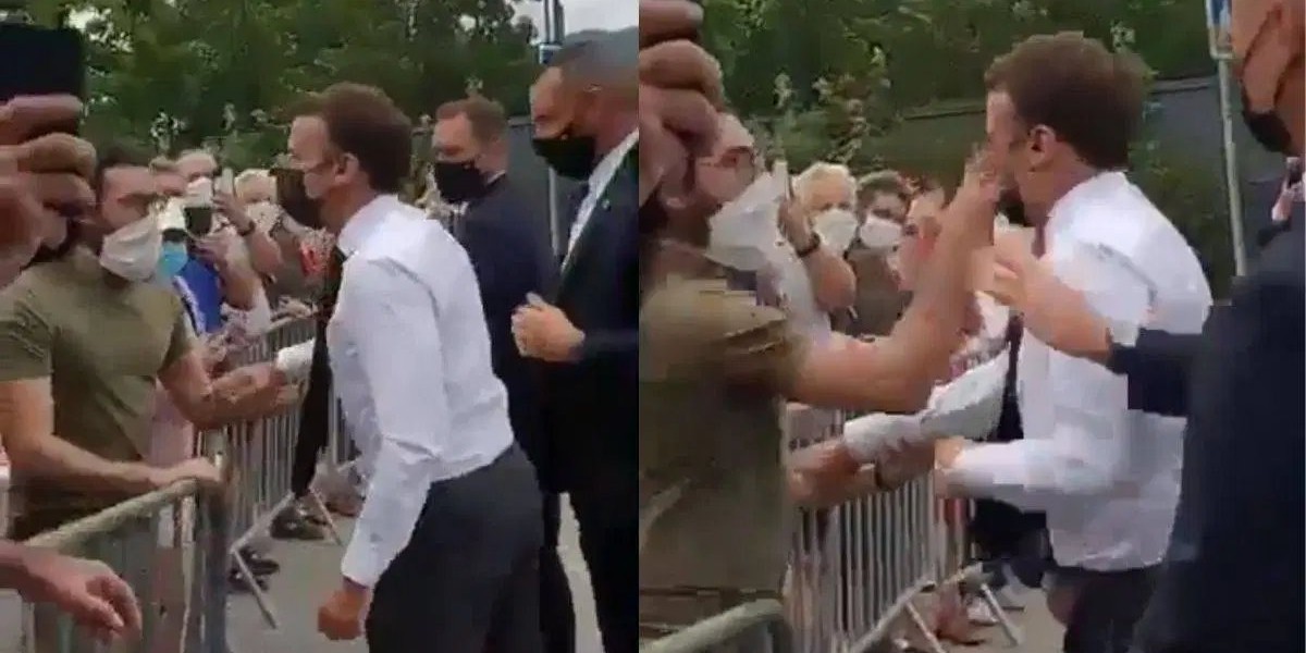 Ciudadano abofetea al presidente de Francia, Emmanuel Macron
