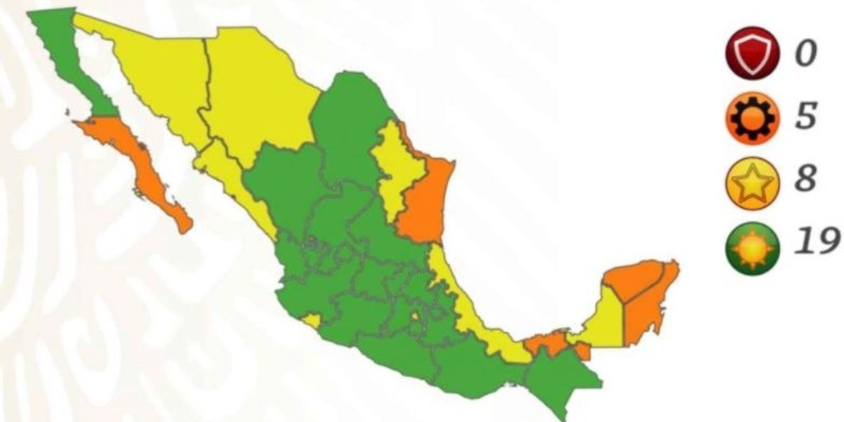 Nueve estados estarán en semáforo verde; no hay rojo