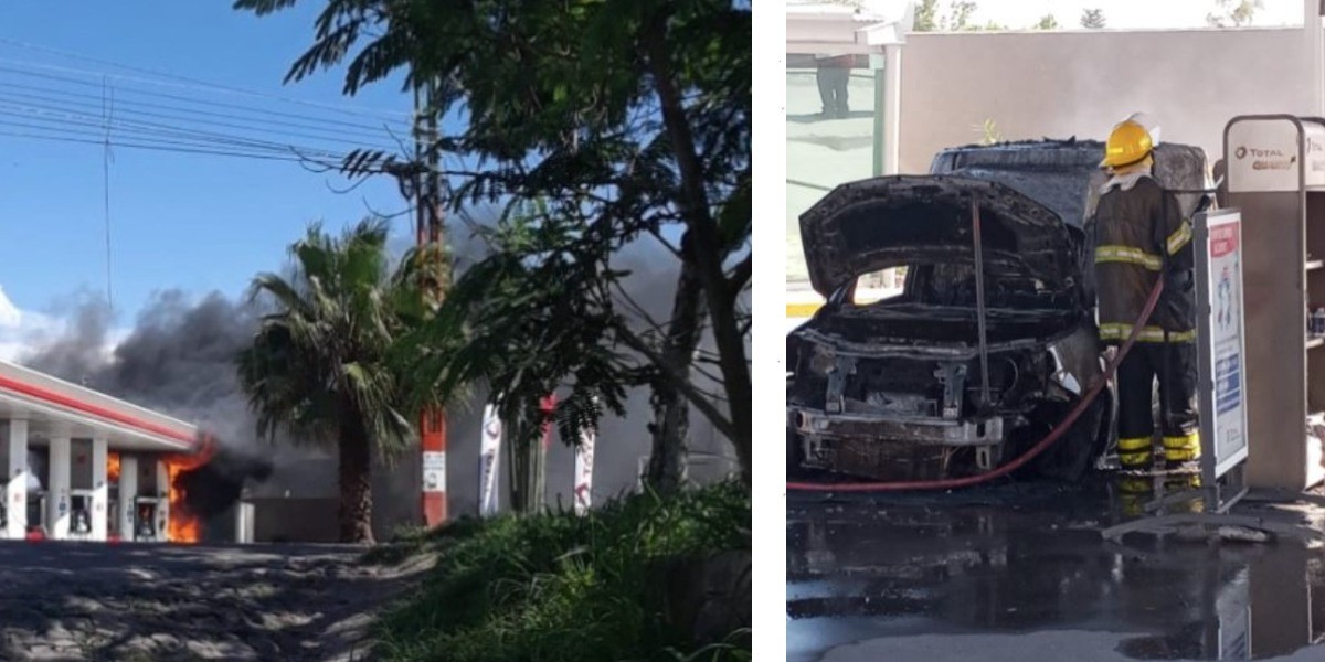 Se incendia gasolinera; usuaria usaba celular al cargar gasolina