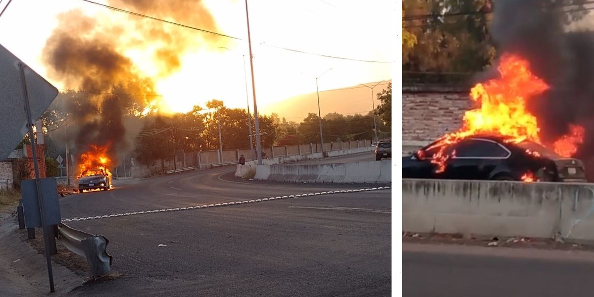En Celaya prenden fuego a vehículo robado con una persona en la cajuela