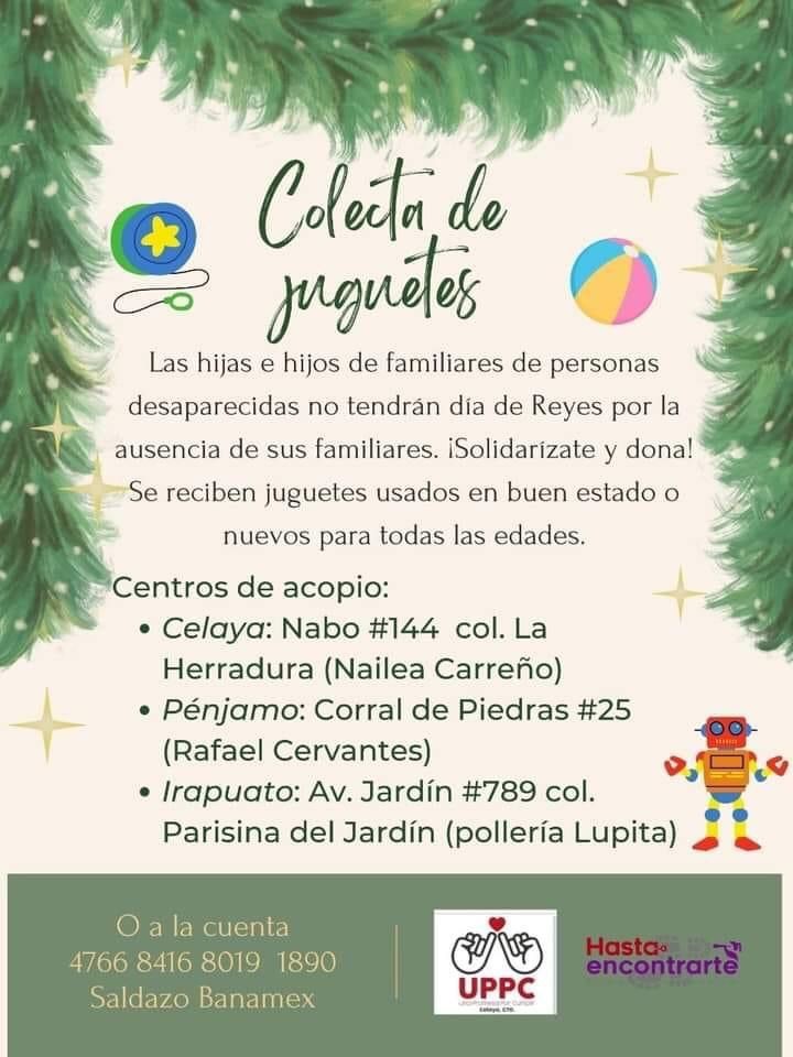 Llaman familiares de personas desparecidas a sumarse a Colecta de Juguetes