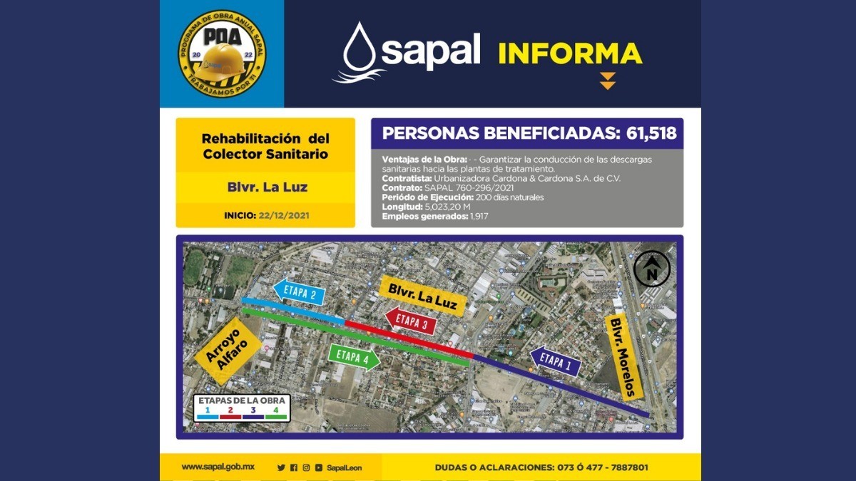 Beneficiará SAPAL a más de 61 mil leoneses con renovación sanitaria