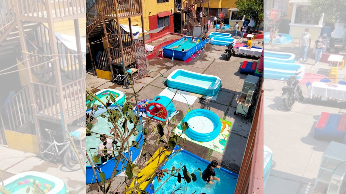 #VIDEO | ¡Vecinos montan su propio parque acuático!