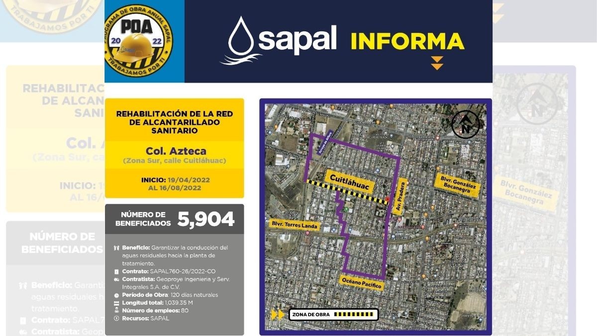 Anuncia SAPAL rehabilitación de alcantarillado sanitario