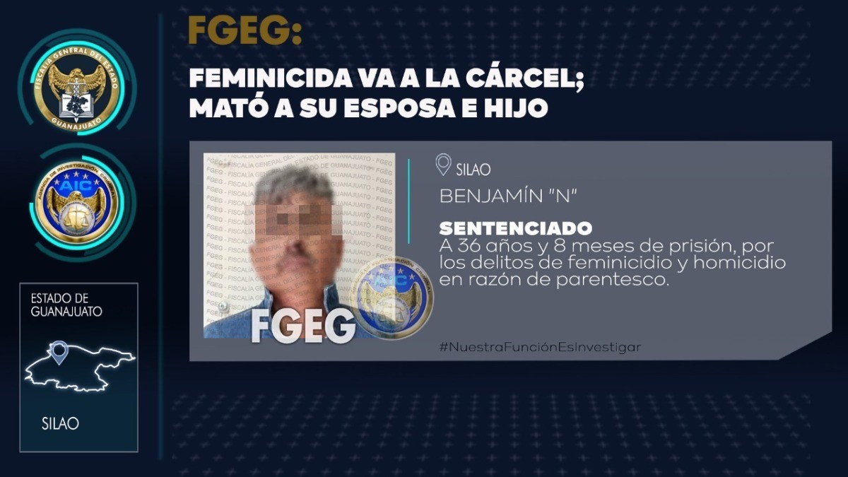 Le dan 36 años de cárcel por matar a su esposa e hijo