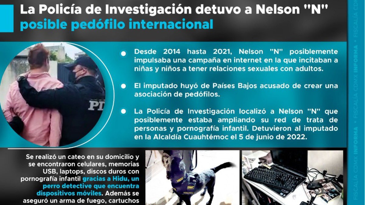 Detienen en CDMX a extranjero líder de red de pedofilia