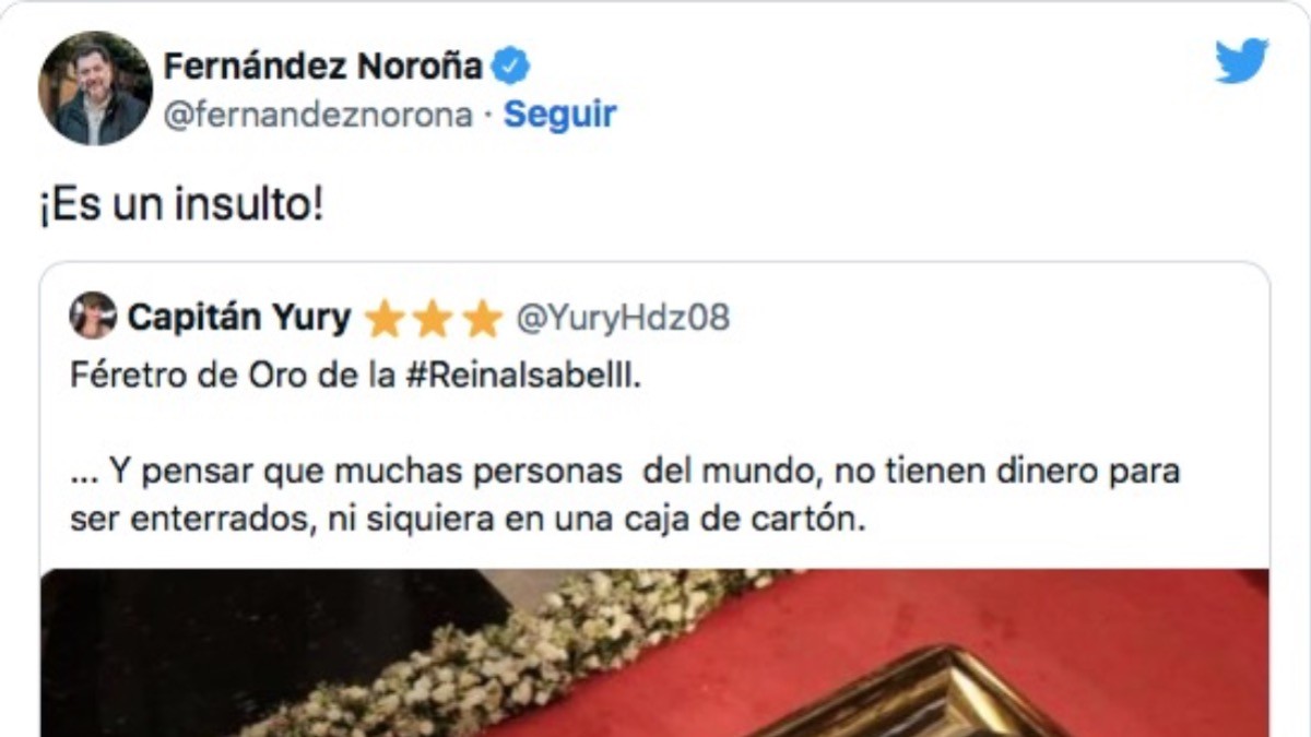 Indigna a Noroña supuesto ataúd de oro de la reina Isabel ll