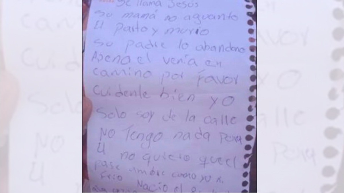 Abandonan a bebé en la calle y piden lo llamen Jesús