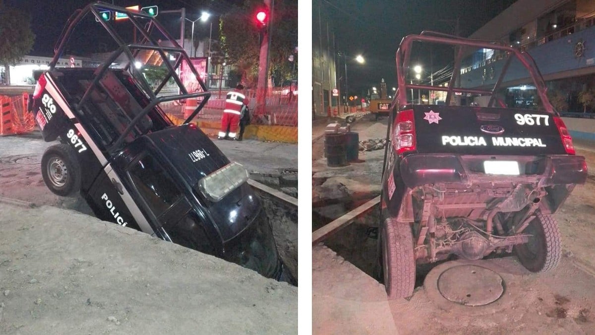 Por despistados, policías caen a una zanja