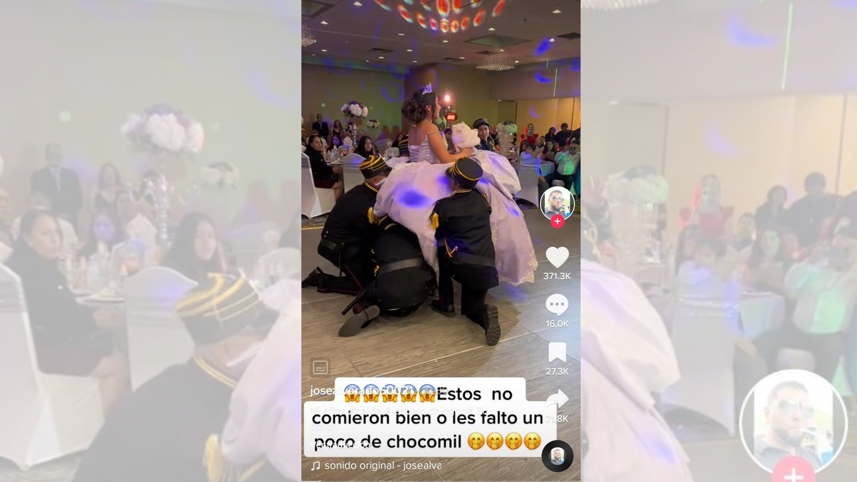 ¡Quinceañera se cae dos veces durante vals!