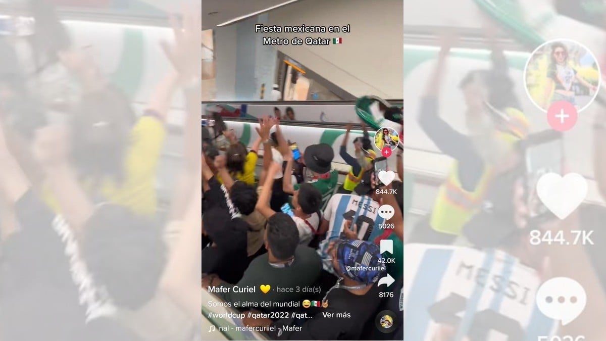 ¡Mexicanos arman “fiestón“ en el metro de Qatar!