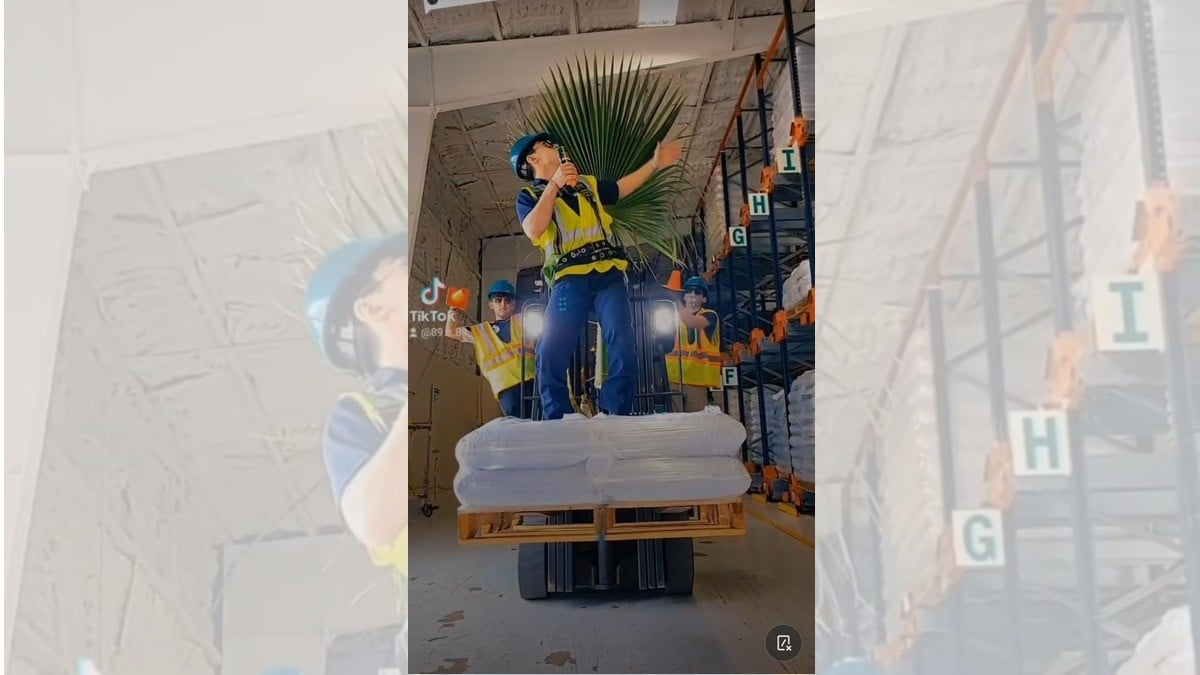 Empleados recrean concierto de Bad Bunny, ¡en máquina de carga!