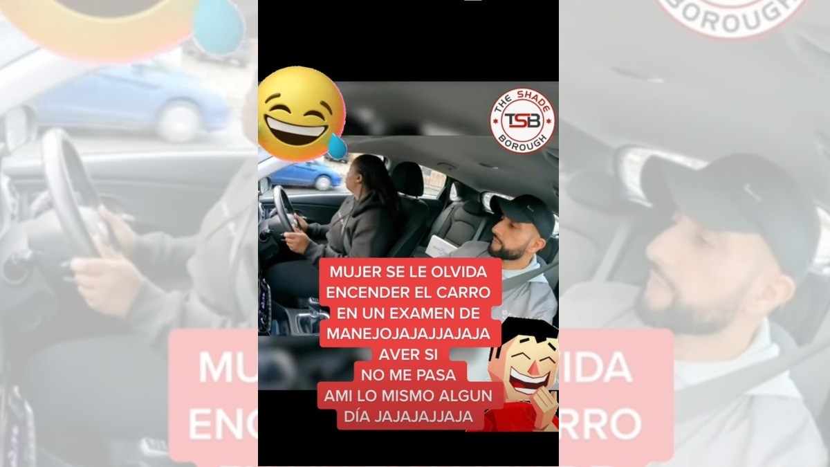 ¡Mujer realiza examen de manejo y se olvida de encender el carro!