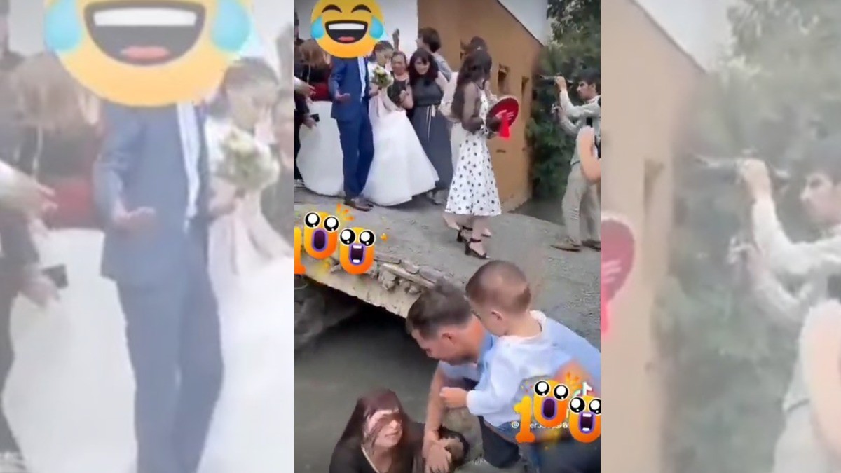 Invitada cae a río en plena boda