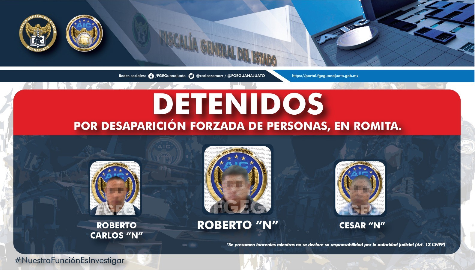 Detiene Fiscalía a mando policial de Romita y otros dos policías por desaparición forzada