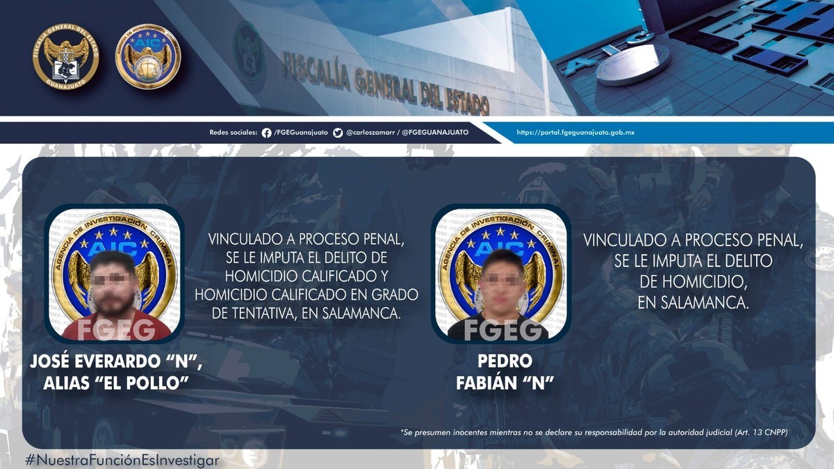 Detienen a dos presuntos homicidas; los envían a prisión