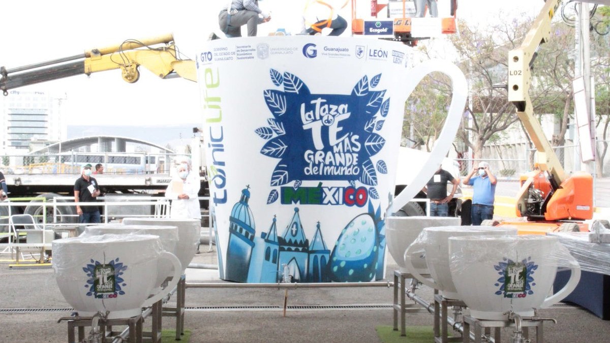 León gana Récord Guinness con taza de té más grande del mundo