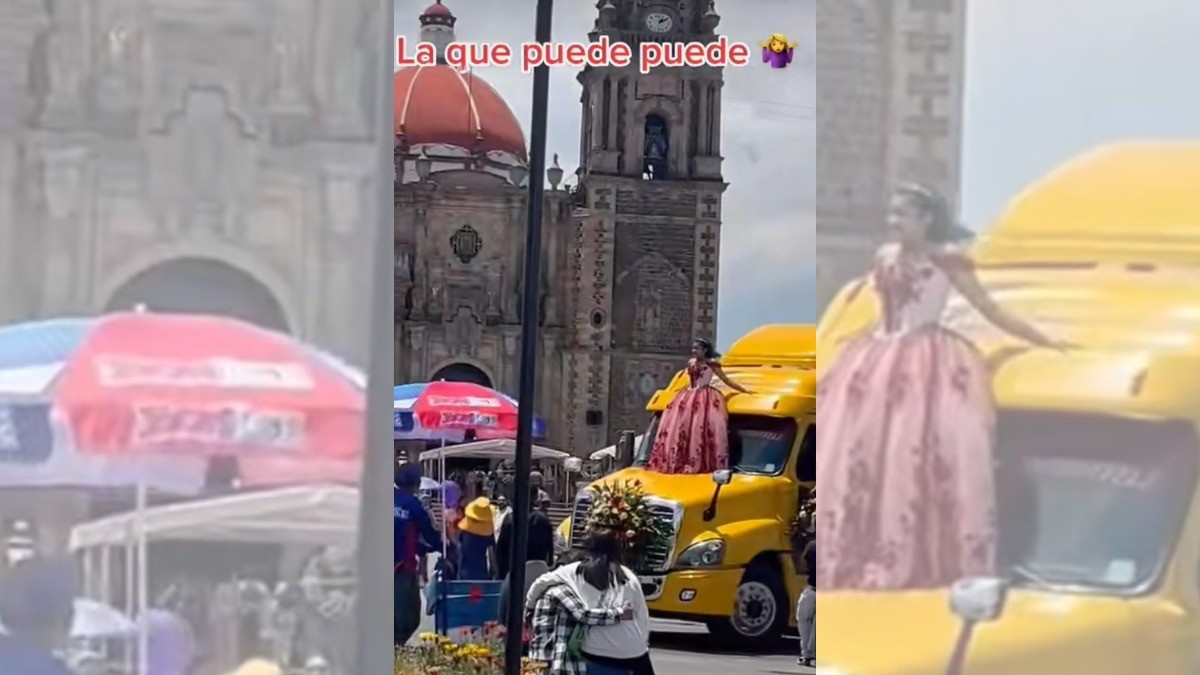 Quinceañera llega orgullosa a su misa en el tráiler de su papá