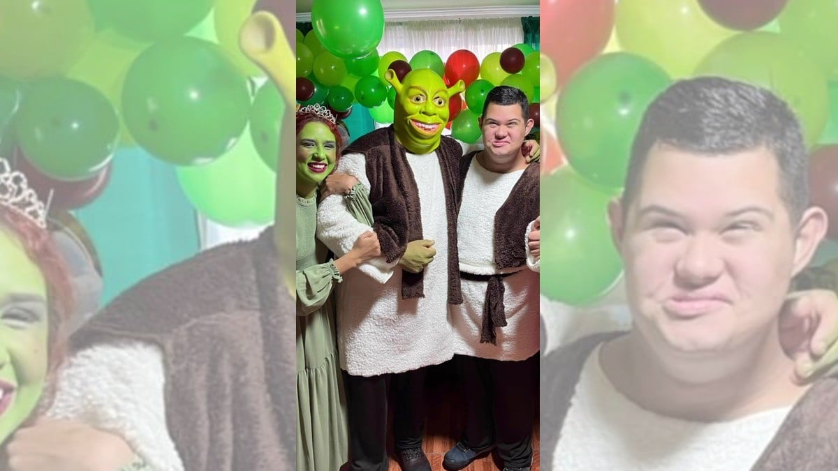 Joven con síndrome de Down recibe una fiesta sorpresa con temática de Shrek