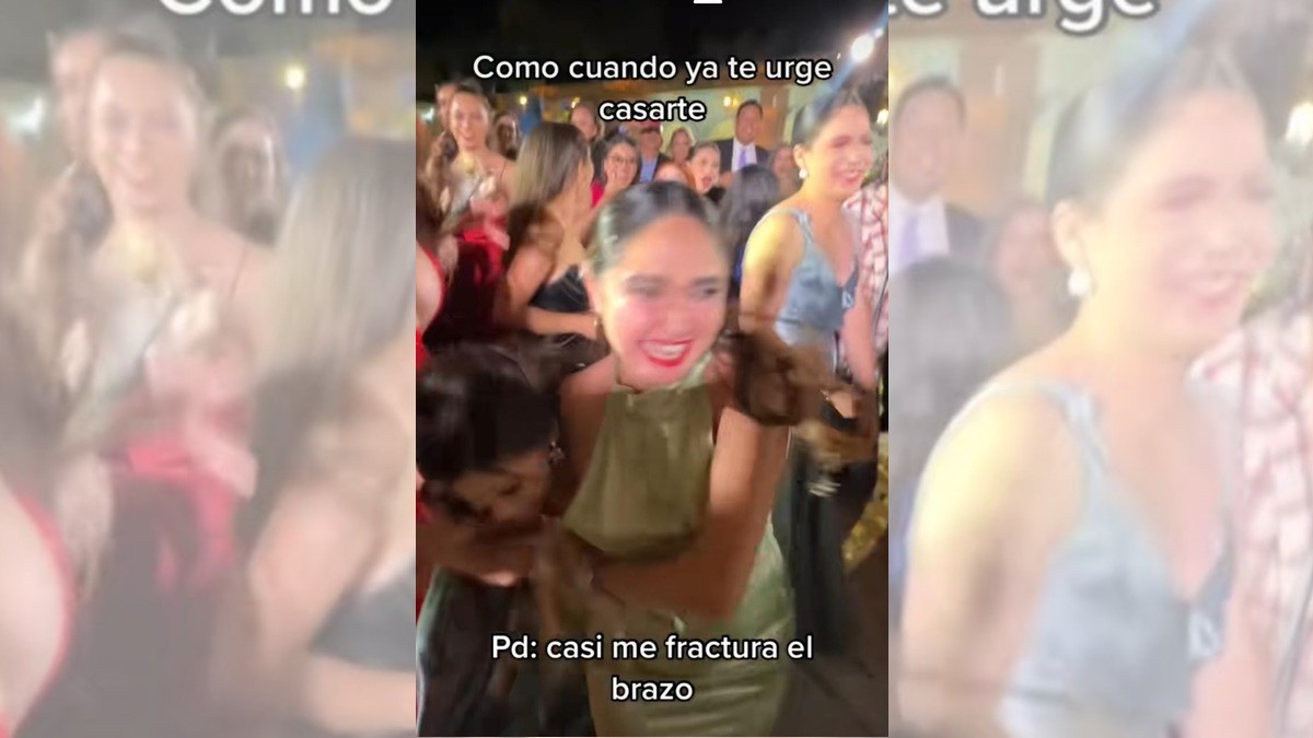 ¡Invitada casi se rompe un brazo por ganar el ramo!