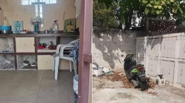 Los cacharon viviendo ¡en un mausoleo!